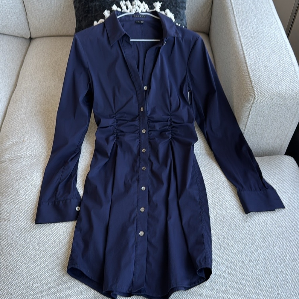 Theory Button up Cerisina ruched dress (4)